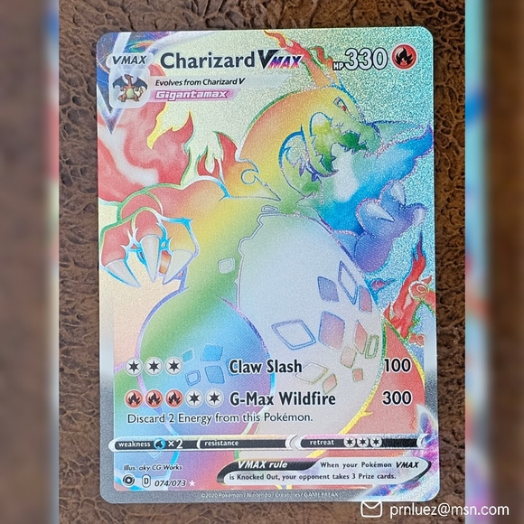 Pokémon Charizard VMAX Champion's Path 074/073 Holo Rainbow Secret Rare NM - Picture 3 of 10